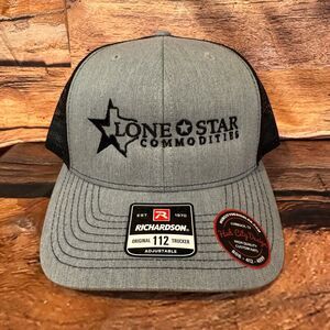 Richardson Original 112 Trucker Hat Men's Adjustable Grey Black Lone Star